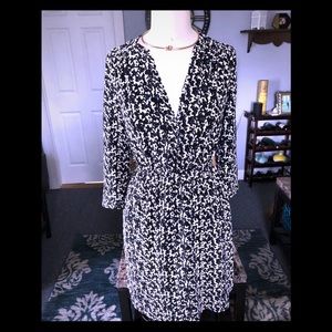 H&M Black, White + Blue Patterned Dress